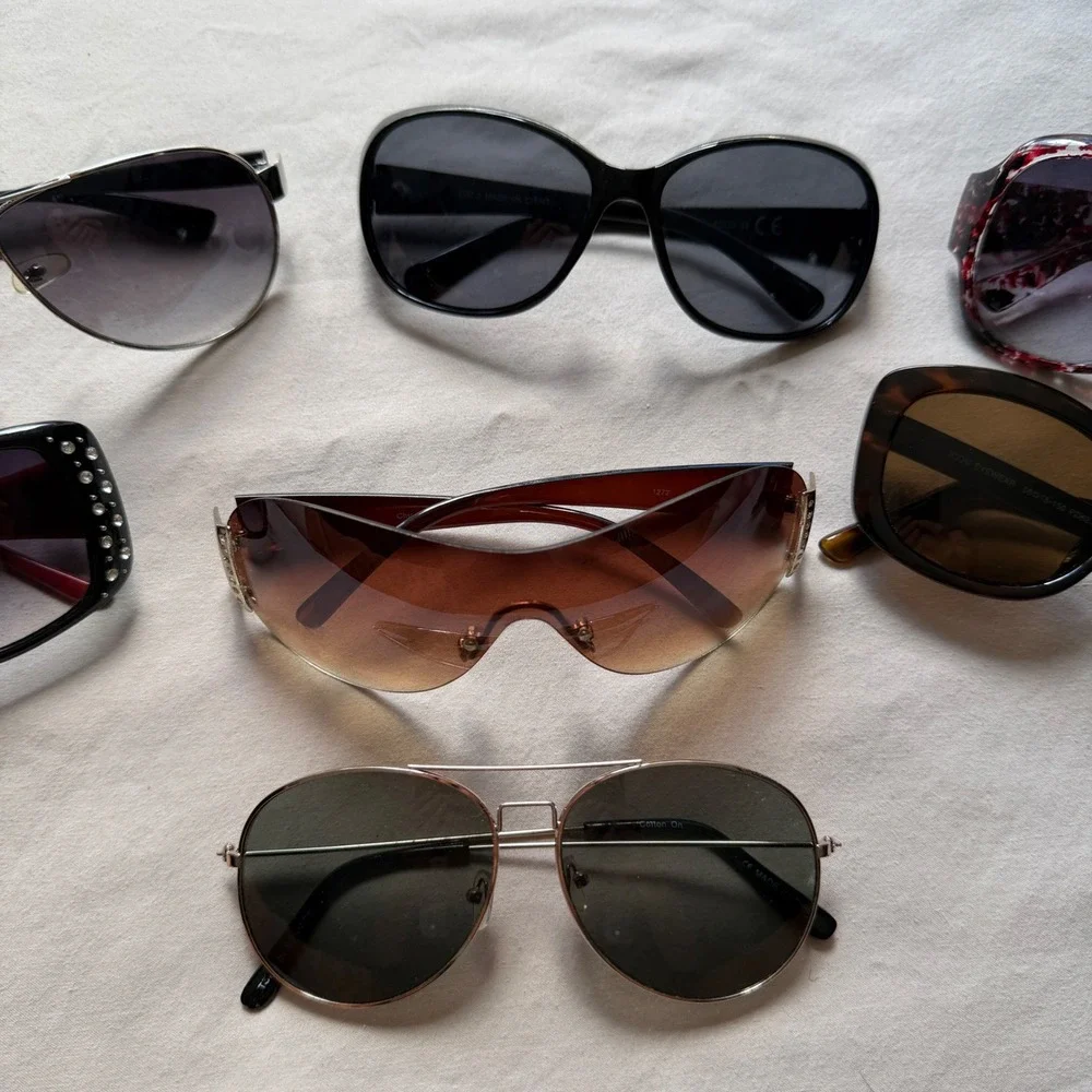 Lot of 7 Sunglasses Mixed Styles Aviator Oversized Shield Icon Eyewear Cotton On